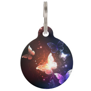 Glowing Night Butterflies Pet Tag