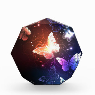 Glowing Night Butterflies Photo Block