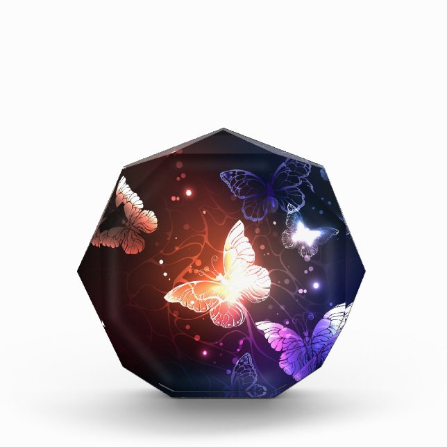 Glowing Night Butterflies Photo Block (Front)