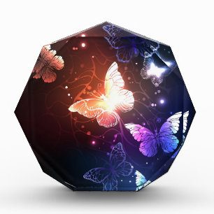 Glowing Night Butterflies Photo Block