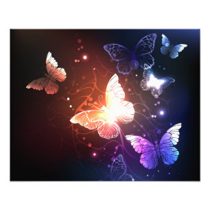 Glowing Night Butterflies Photo Print