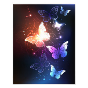 Glowing Night Butterflies Photo Print