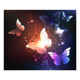 Glowing Night Butterflies Photo Print