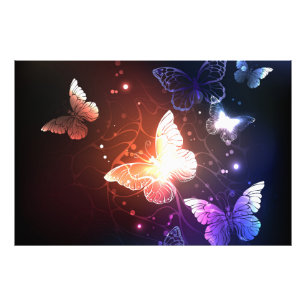 Glowing Night Butterflies Photo Print