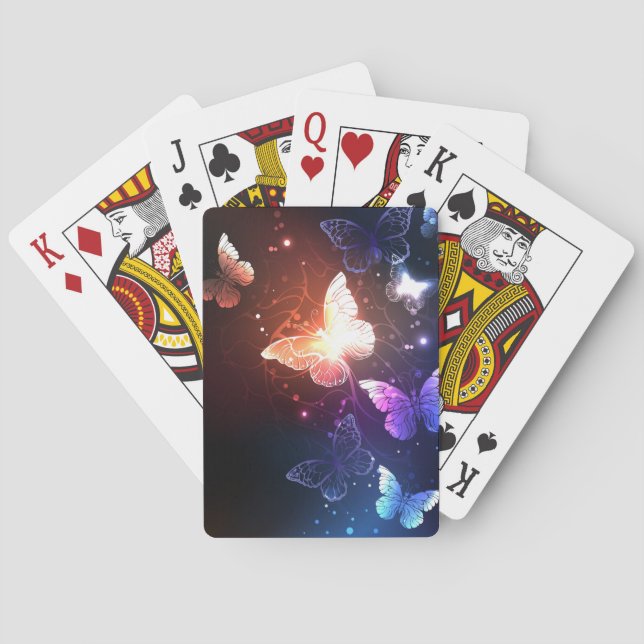 Glowing Night Butterflies Playing Cards (Back)