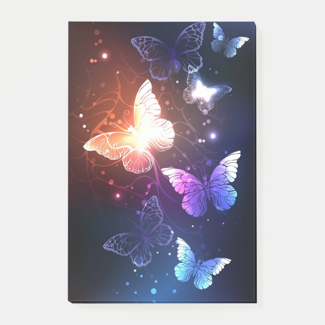 Glowing Night Butterflies Post-it Notes (Front)