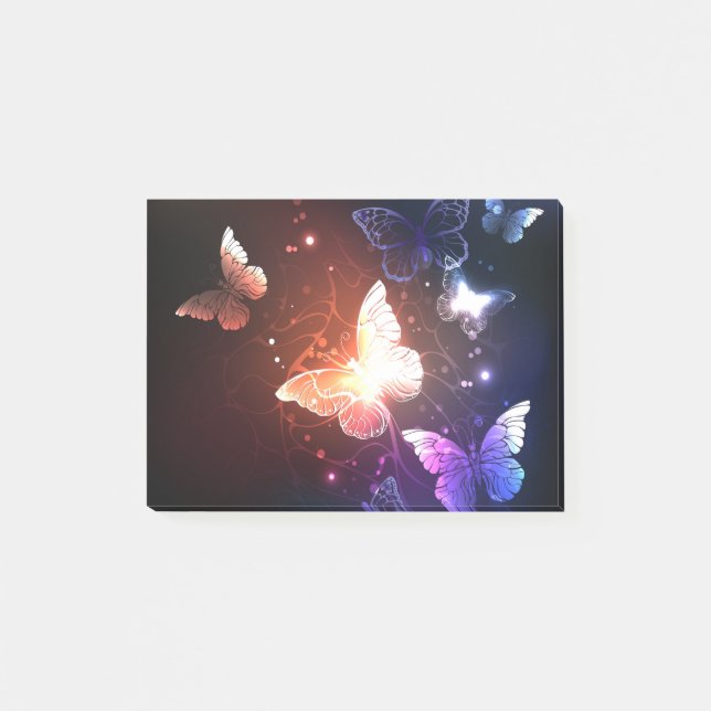 Glowing Night Butterflies Post-it Notes (Front)