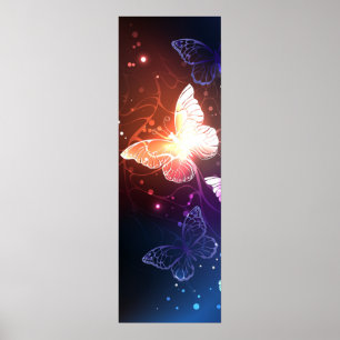 Glowing Night Butterflies Poster