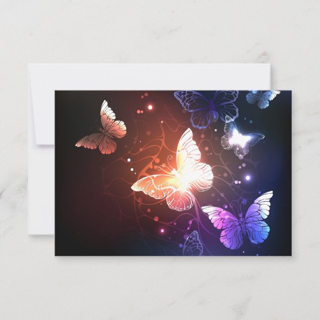 Glowing Night Butterflies RSVP Card (Front)