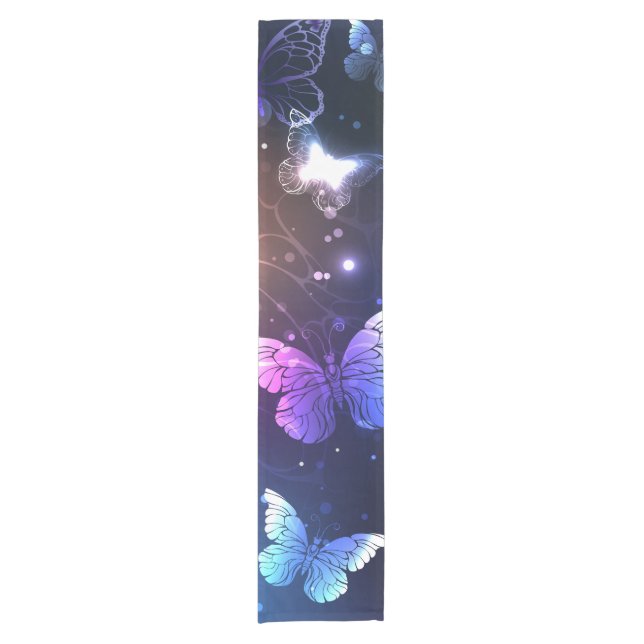 Glowing Night Butterflies Short Table Runner (Front)