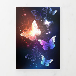 Glowing Night Butterflies Tri-Fold Announcement