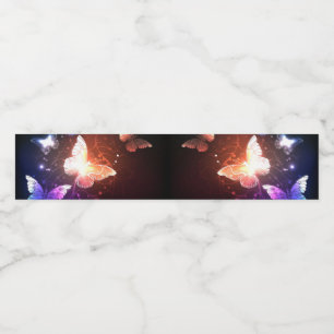 Glowing Night Butterflies Water Bottle Label