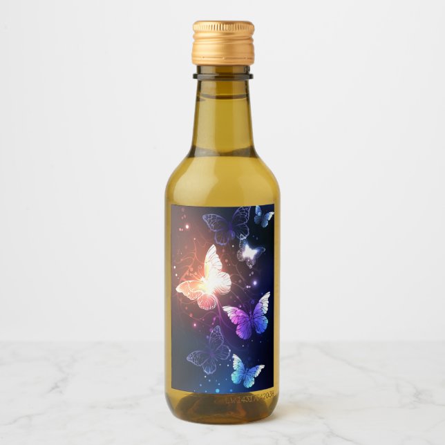 Glowing Night Butterflies Wine Label (Front)