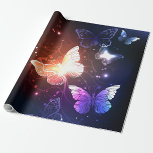 Glowing Night Butterflies Wrapping Paper