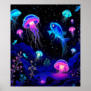 Glowing Ocean Depths Art Poster
