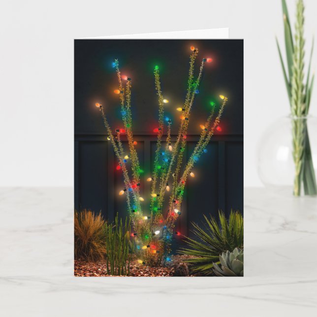 Glowing Ocotillo Holiday Card (Front)