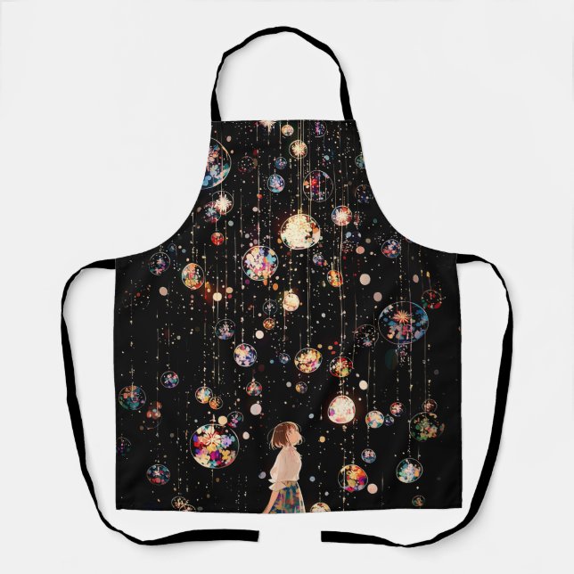 Glowing Orbs Starry Night  Apron (Front)