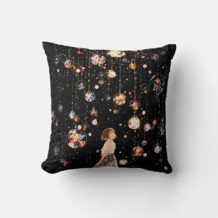 Glowing Orbs Starry Night  Cushion
