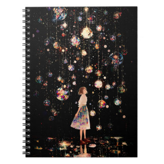 Glowing Orbs Starry Night Notebook