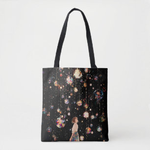 Glowing Orbs Starry Night Tote Bag