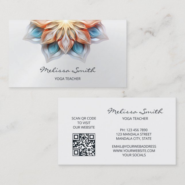 Glowing Pastel Colours Mandala Business Card (Front/Back)