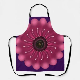 Glowing Pink Fantasy Flower   Abstract Neon Floral Apron