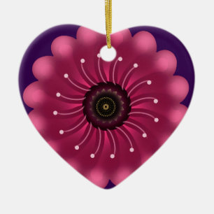 Glowing Pink Fantasy Flower   Abstract Neon Floral Ceramic Tree Decoration
