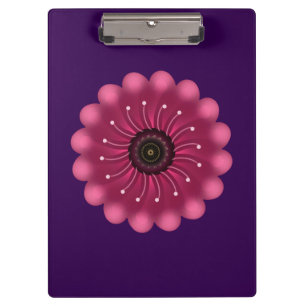 Glowing Pink Fantasy Flower Abstract Neon Floral Clipboard