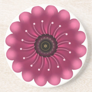Glowing Pink Fantasy Flower   Abstract Neon Floral Coaster