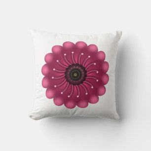 Glowing Pink Fantasy Flower Abstract Neon Floral Cushion