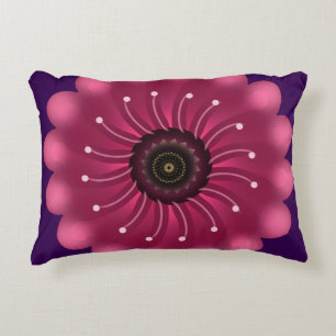 Glowing Pink Fantasy Flower   Abstract Neon Floral Decorative Cushion