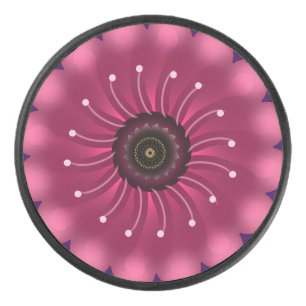 Glowing Pink Fantasy Flower   Abstract Neon Floral Hockey Puck