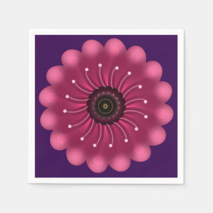 Glowing Pink Fantasy Flower Abstract Neon Floral Napkin