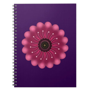 Glowing Pink Fantasy Flower Abstract Neon Floral Notebook