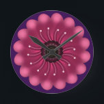 Glowing Pink Fantasy Flower | Abstract Neon Floral Round Clock<br><div class="desc">A vibrant and mystical floral design featuring a glowing magenta flower with soft,  velvet-like petals. Elegant curved white filaments with pollen tips radiate from the dark center,  giving it a bioluminescent or fantasy garden look. Perfect for nature lovers who appreciate a modern,  artistic twist on botanical art.</div>