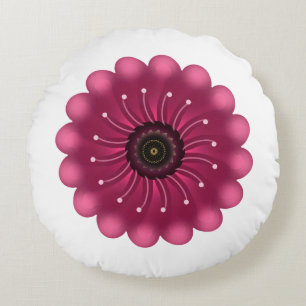 Glowing Pink Fantasy Flower   Abstract Neon Floral Round Cushion