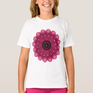 Glowing Pink Fantasy Flower   Abstract Neon Floral T-Shirt