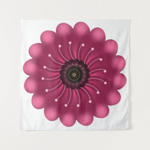 Glowing Pink Fantasy Flower   Abstract Neon Floral Tapestry
