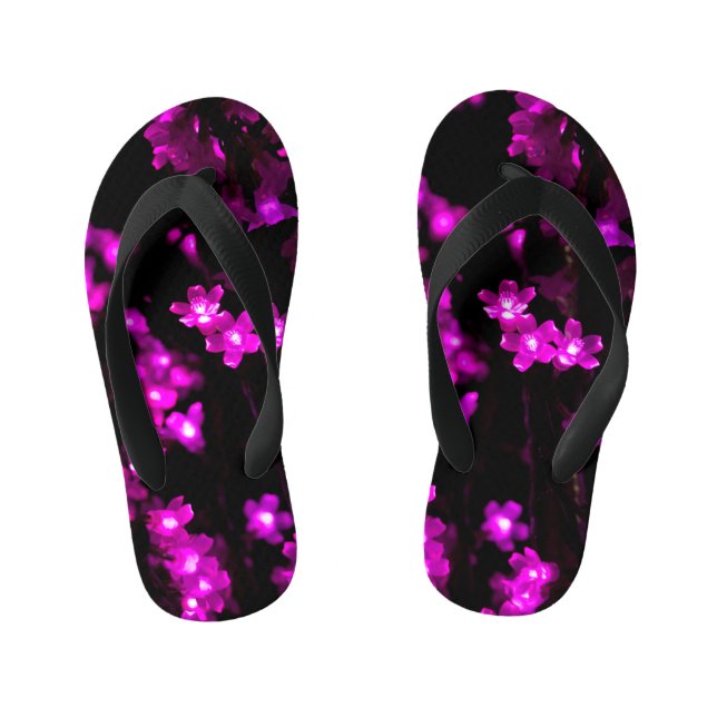 Glowing Pink Flower Lights Kid's Jandals (Footbed)