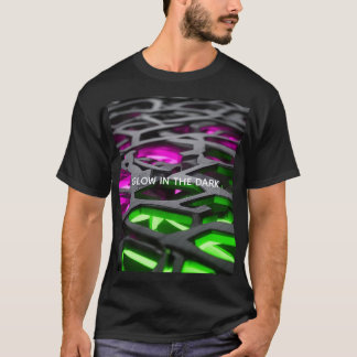 Glowing Pink Green Futuristic 3D Lattice T-Shirt