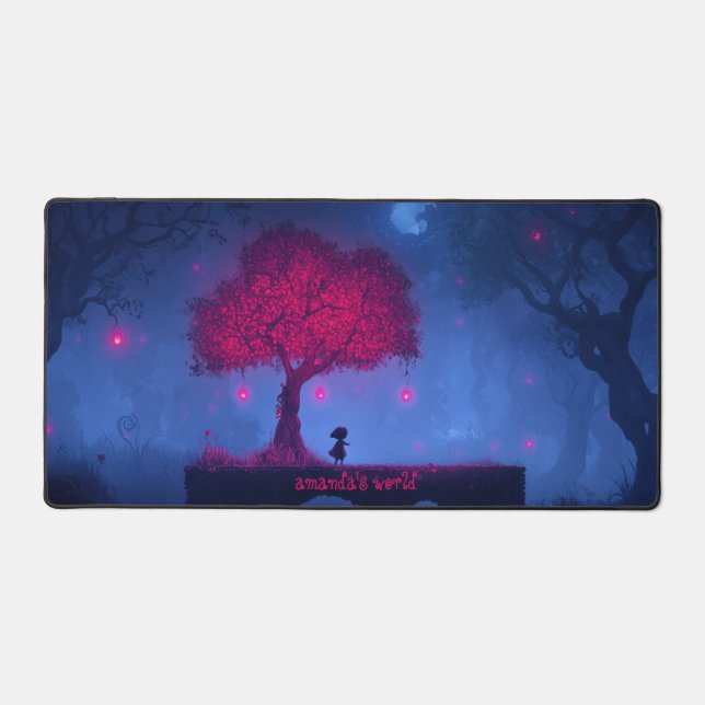 Glowing Pink Magical World Desk Mat (Front)