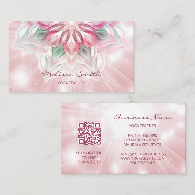 Glowing PInk Mandala Business Card (Front/Back)