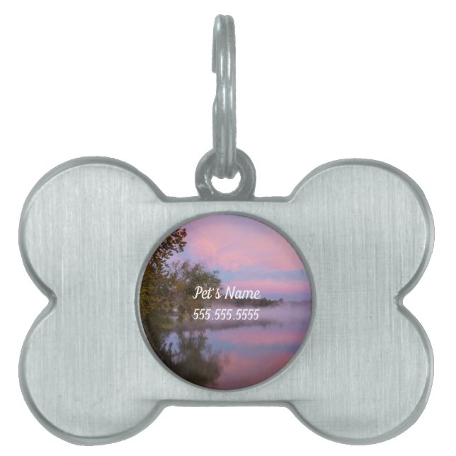 Glowing Pink Morning Pet ID Tag (Front)