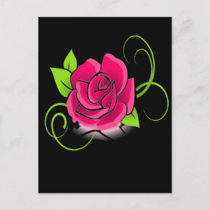 Glowing Pink Rose Postcard