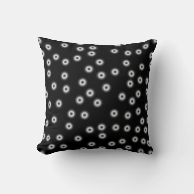 glowing polka dots throw pillow black and white (Front)