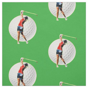 Glowing Psychedelic Golf Player With Ball And Club Fabric