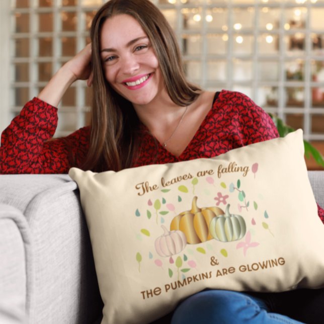 Glowing Pumpkin and Autumn Leaves Floral Doodle Cushion (Creator Uploaded)