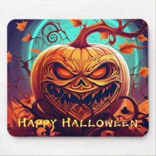Glowing Pumpkin Candles Twisted Trees Art Mouse Pad