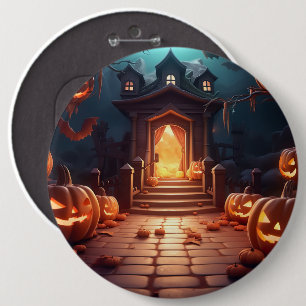 Glowing Pumpkin Halloween 6 Cm Round Badge