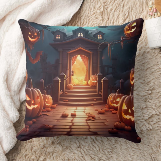 Glowing Pumpkin Halloween Cushion (Blanket)